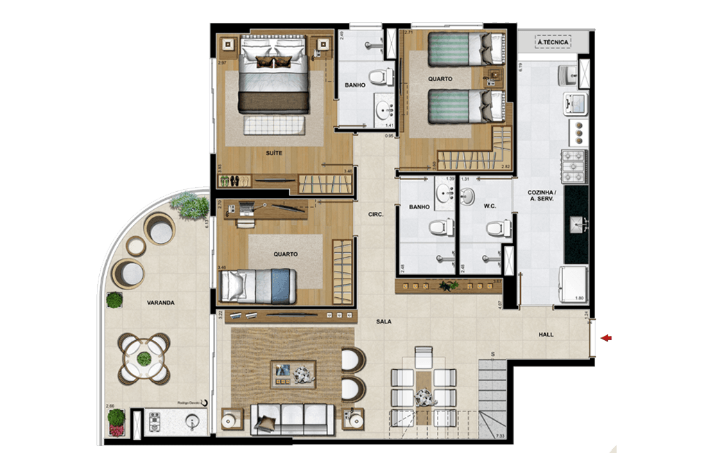 Planta do apartamento do ELOS