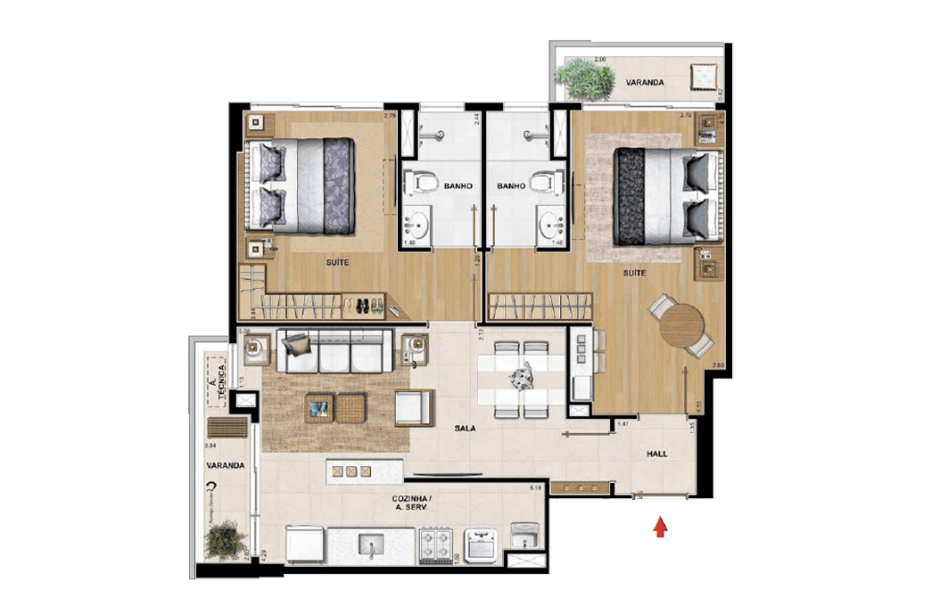 Planta do apartamento do MILLENIO